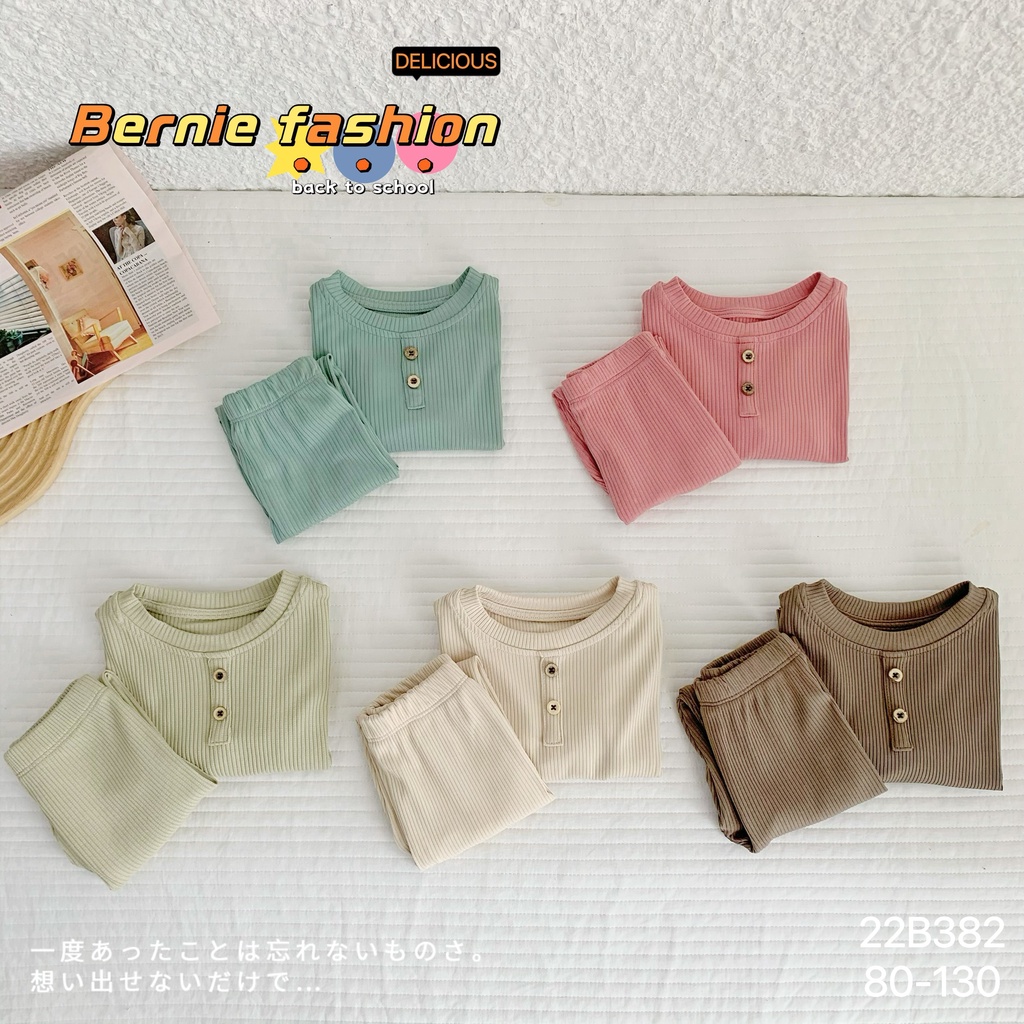 Bộ thun tăm unisex cotton mềm cho bé, bộ thun dài tay trơn màu basic dễ mặc