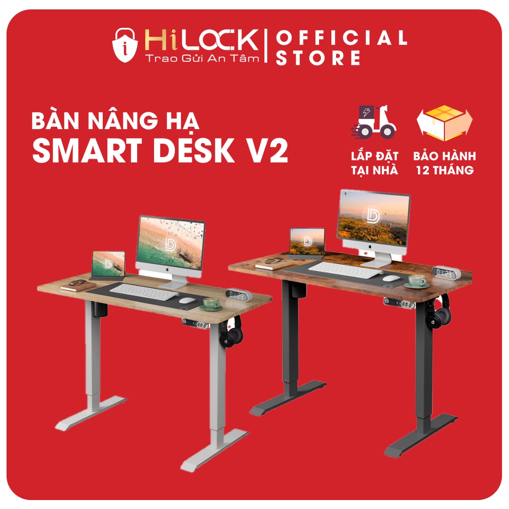 Bàn nâng hạ Smart Desk V2 Công Thái Học + Mặt bàn vân gỗ Sồi - Bàn nâng hạ thông minh tự động điều chỉnh điện [hi