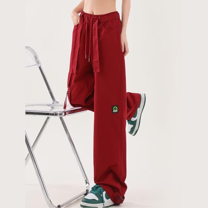 Quần dài ống rộng phong cách hip hop thời trang cá tính cho nam và nữ quần ống rộng quần đỏ quần thun ống rộng quần suông ống rộng quần dài nam
