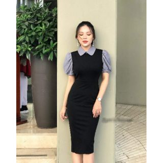 Váy body cổ sen tay bồng