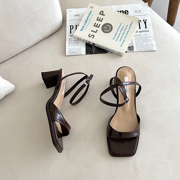 Sandal Mũi Vuông Cột Dây Mắt Cá Chân 5cm 2532