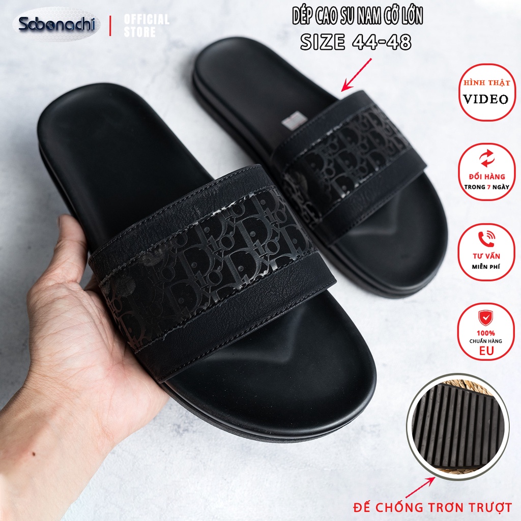 Dép Da Nam Cỡ Lớn size 44-48 , Cho Bàn Chân Bự Quai Ngang Đế Cao Su Chống Trơn Trượt