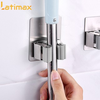 Móc treo cây chổi lau nhà latimax inox 304 cao cấp - dán tường không khoan đục