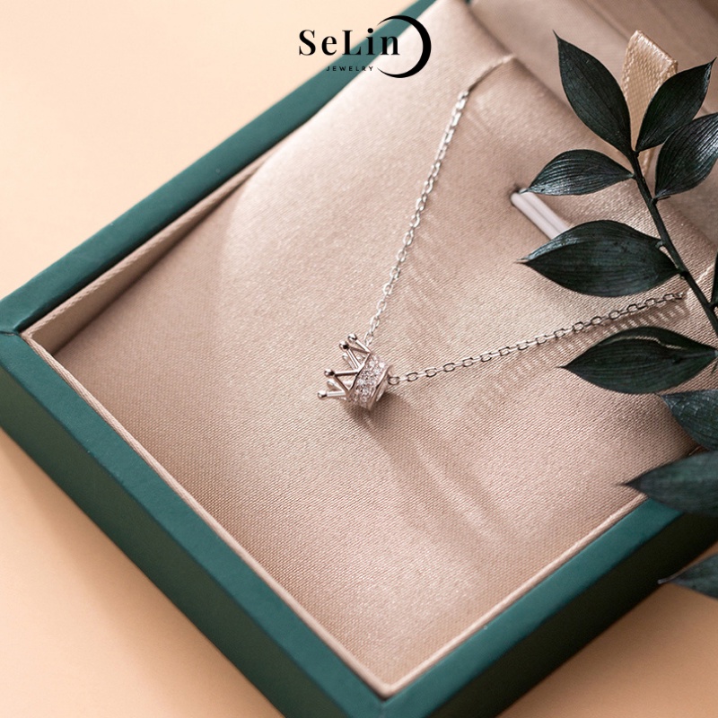 Dây chuyền vòng cổ bạc nữ 925 đính đá SELIN JEWELRY hình vương miện - 0147