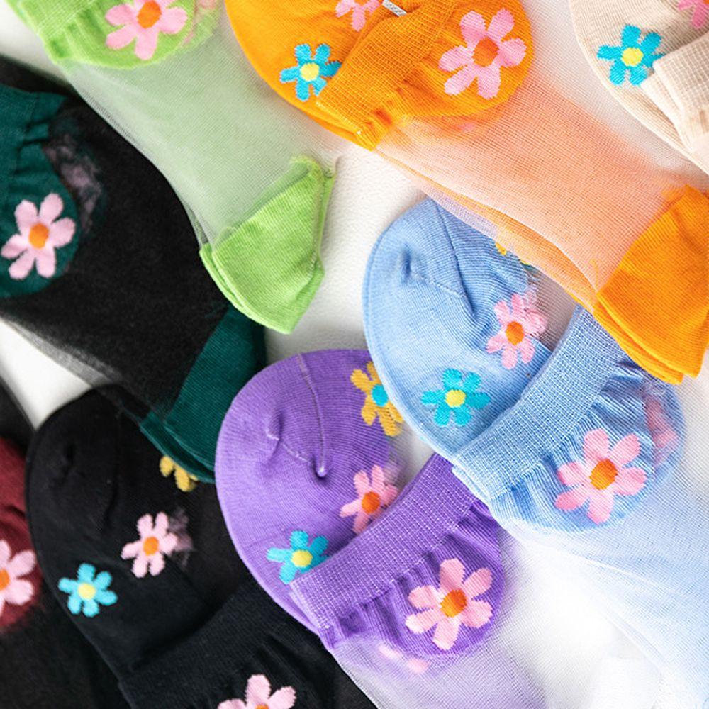 Vớ Cổ Vừa Trong Suốt Thoáng Khí In Họa Tiết Hoa Hoạt Hình Thời Trang Mùa Hè Cho Nữ VANES1