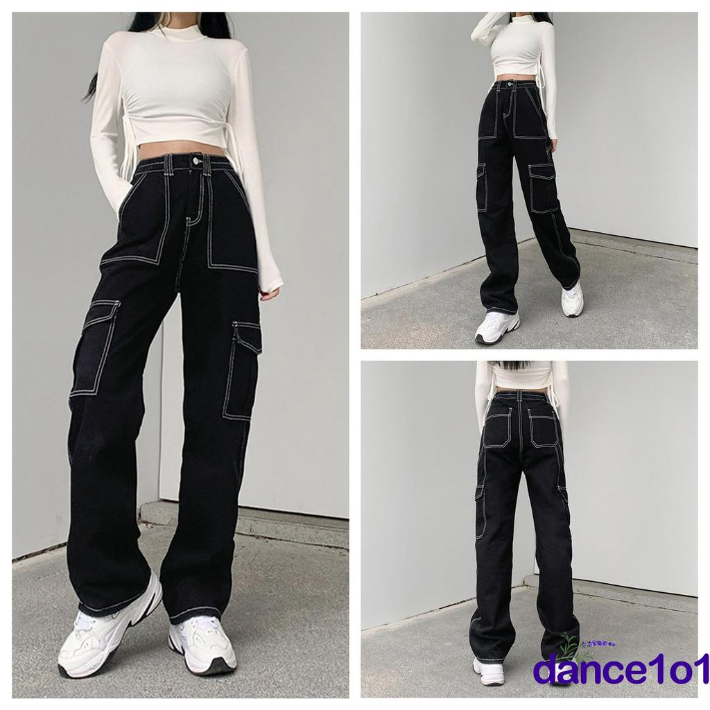 Quần jeans dài ống rộng thời trang dành cho nữ