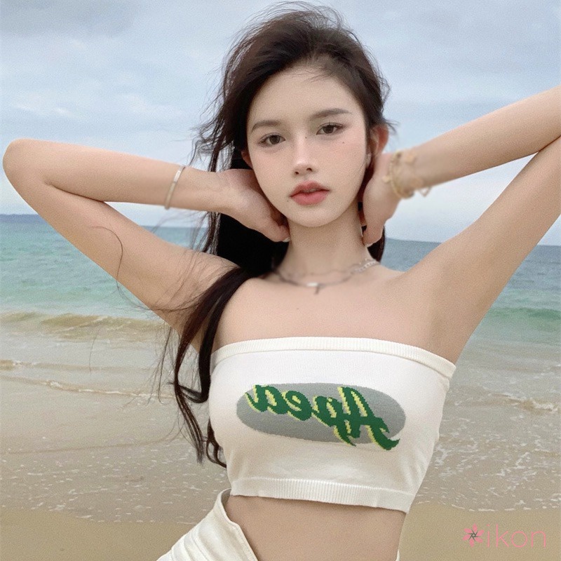 Áo Ống Dệt Kim In Chữ Quyến Rũ Cho Nữ