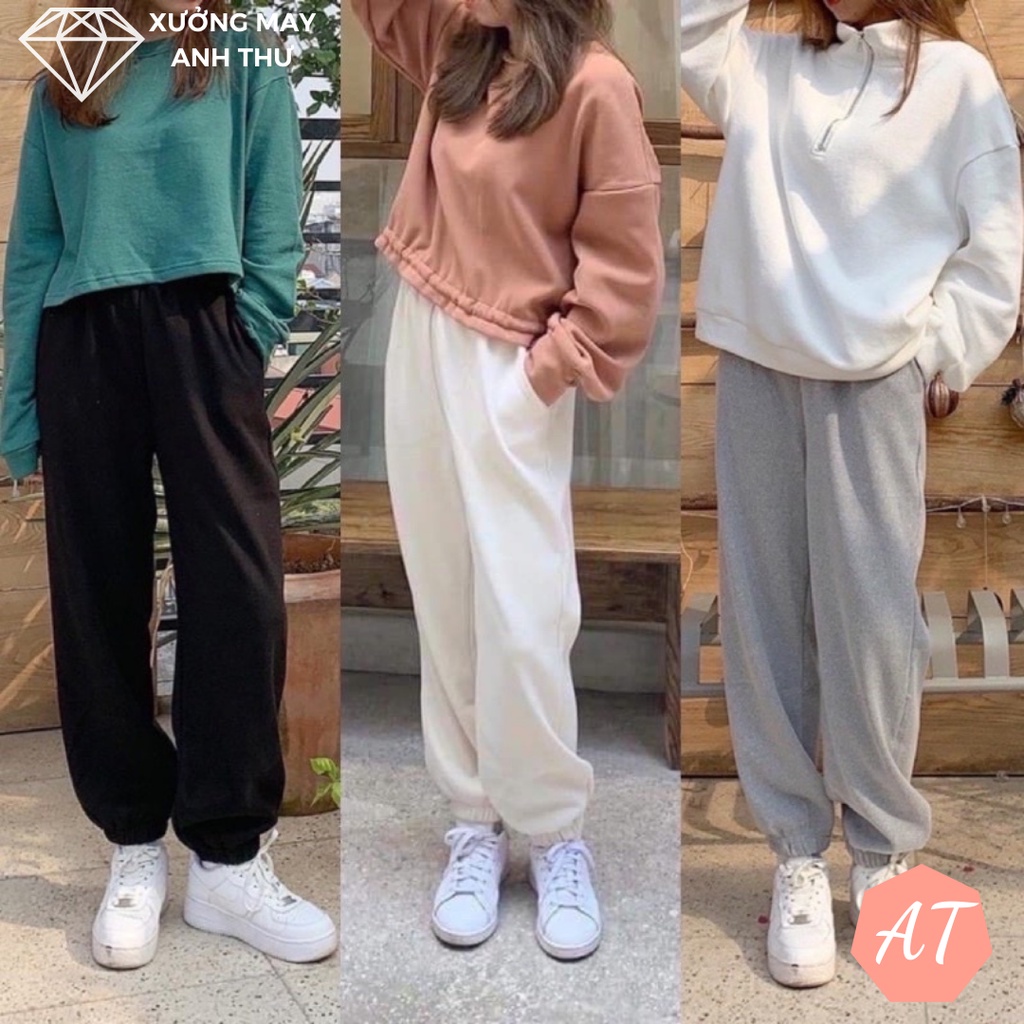 Quần jogger nỉ tăm Ulzzang, Quần unisex hàng thu đông chất đẹp mẫu mới