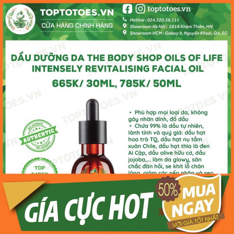 SALE LỚN Bộ sản phẩm làm căng mọng và trẻ hoá da cao cấp OILS OF LIFE THE BODY SHOP essence, oil, serum, kem dưỡng SALE
