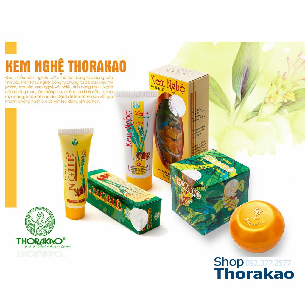 Kem Nghệ (Tube) 10g Thorakao ngừa mụn, mờ sẹo, trắng da, giữ ẩm