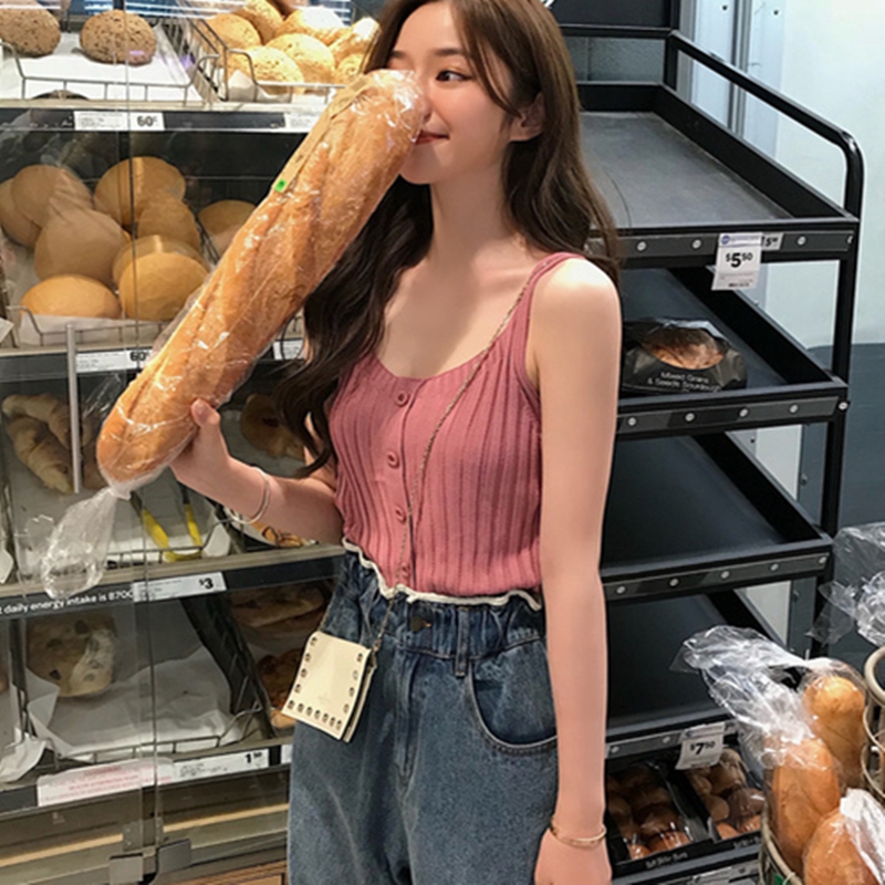 Áo kiểu hai dây dệt kim màu trơn phong cách Hàn Quốc thời trang cho nữ | BigBuy360 - bigbuy360.vn