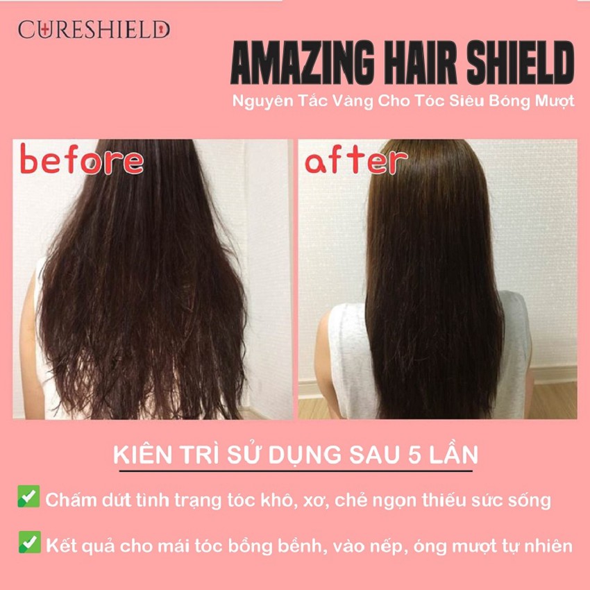 Ủ tóc siêu tốc Amazing hair shield 5 gói phục hồi hư tổn, phủ bóng sau 10 phút, tặng mũ ủ tóc giá 11k