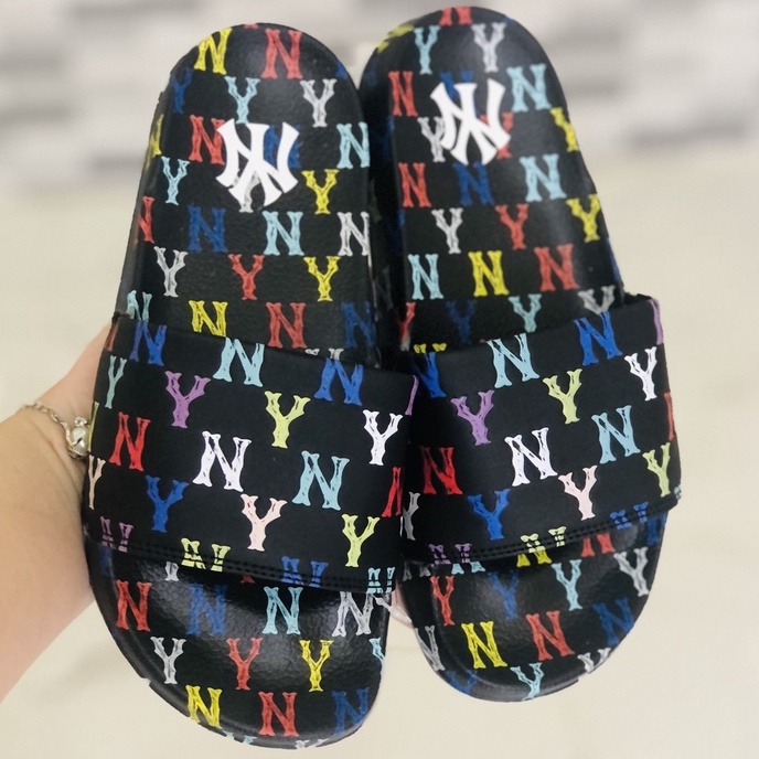 Dép unisex 𝐌𝐋𝐁 𝗡𝗬 𝐇𝐎𝐋𝐎𝐆𝐑𝐀𝐌❤️FREESHIP + Hộp❤️ dép mlb quai ngang thể thao mlb ny hologram nhiều màu