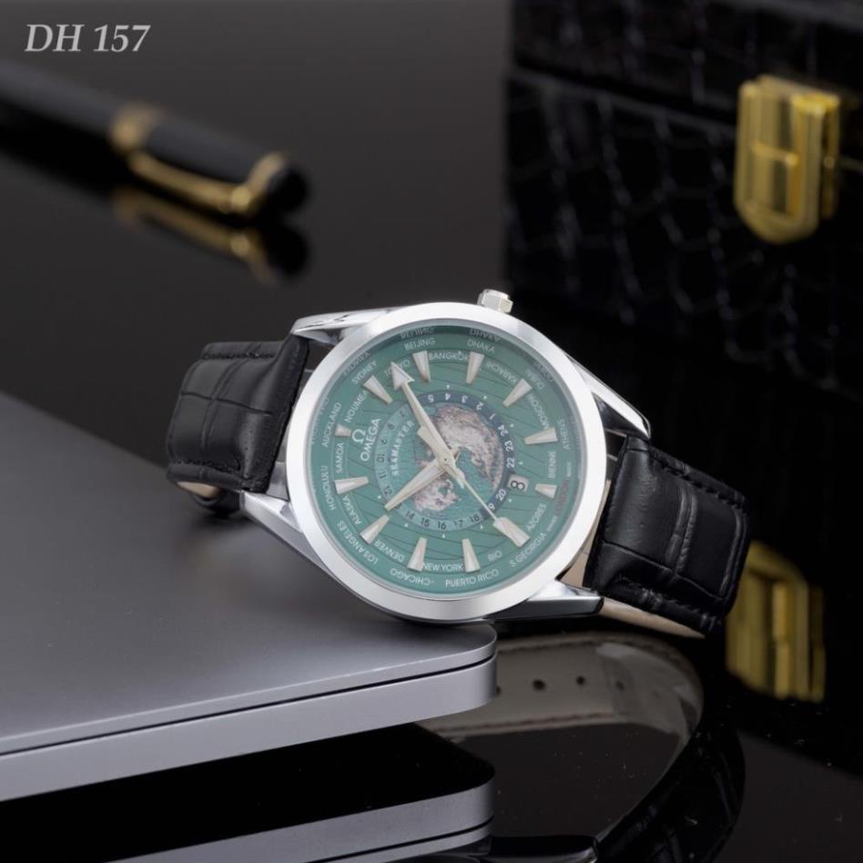 Đồng hồ nam Omega dây da cao cấp mặt tròn sang trọng nam tính DH157 shop108
