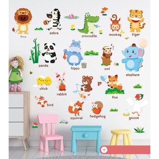 Decal dán tường VƯỜN THÚ TIẾNG ANH 6