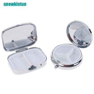 ❤1 Hộp Đựng Thuốc Bằng Kim Loại Màu Bạc Hình Tròn / Chữ Nhật Ốp