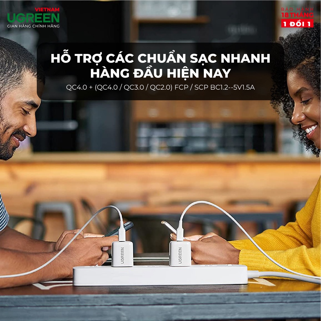 Củ sạc nhanh mini UGREEN 20W CD249 Cổng USB Type-C| Chân cắm US gập gọn| Bảo hành 18 tháng 1 đổi 1 70572 30313 80947