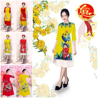 GIÁ XƯỞNG - Áo dài cách tân lụa in 3D ( áo kèm váy)