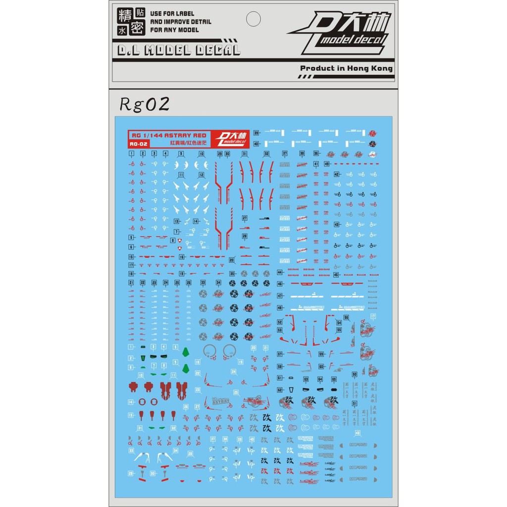 Decal nước cho mô hình RG 1/144 Gundam Astray Red Frame