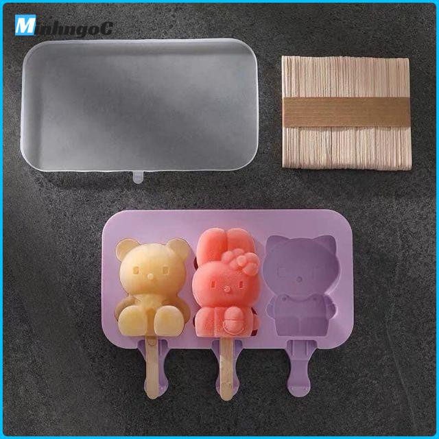 Khuôn làm kem silicon Tặng kèm 50 que làm kem hình cute có nắp đậy bằng nhựa  - Siêu Thị Minh Ngọc | BigBuy360 - bigbuy360.vn