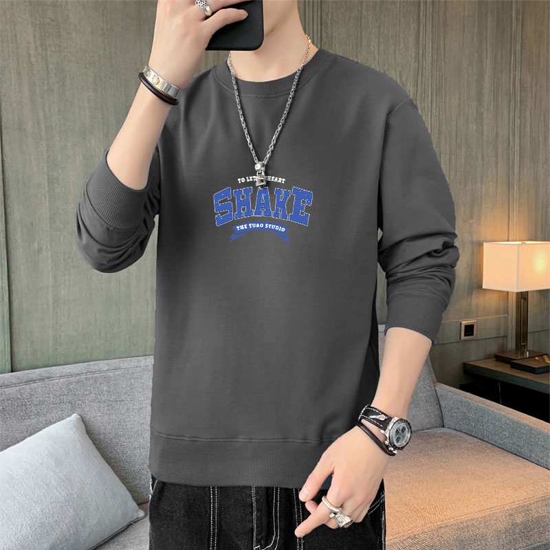 Áo Nỉ Dài Tay Cổ Tròn Dáng Rộng Thiết Kế Giản Dị Thời Trang Dành Cho Nam