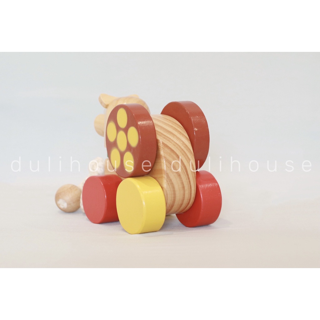 Đồ chơi gỗ chú ốc sên kéo dây, có bánh xe, kích thích trí tưởng tượng của bé
