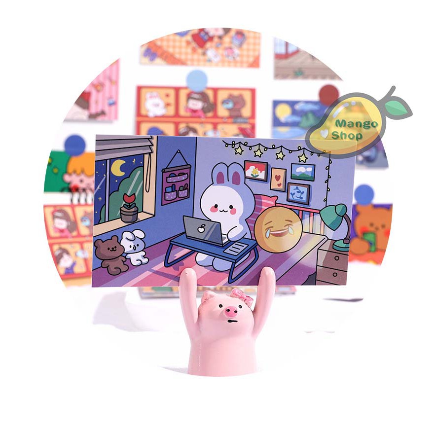 Set poster Thẻ Giấy Trang Trí hoạt hình dễ thương ( Sticker dán tường xinh xắn )