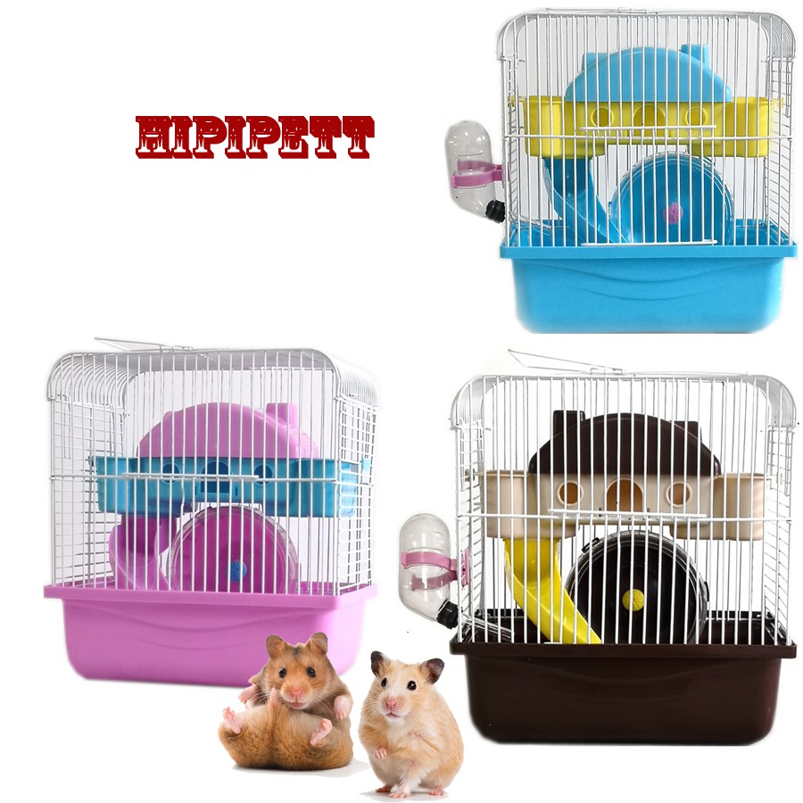 Lồng hamster biệt thự 2 tầng HIPIPETT cỡ trung full phụ kiện đầy đủ