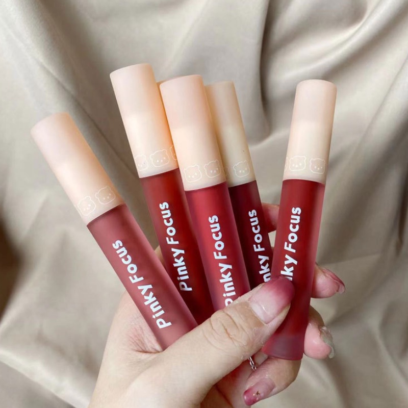 [Hàng mới về] Son môi Pinkyfocus màu đỏ quyến rũ lâu trôi trang điểm thời trang