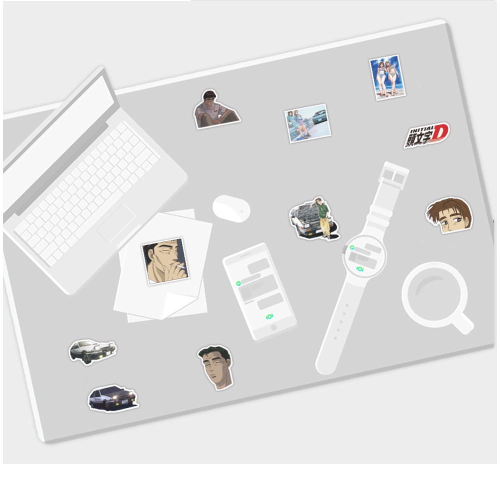 Bộ 50 Miếng Dán Trang Trí Xe Hơi/Xe Máy/Va Li Họa Tiết Graffiti Hoạt Hình Nhật Bản