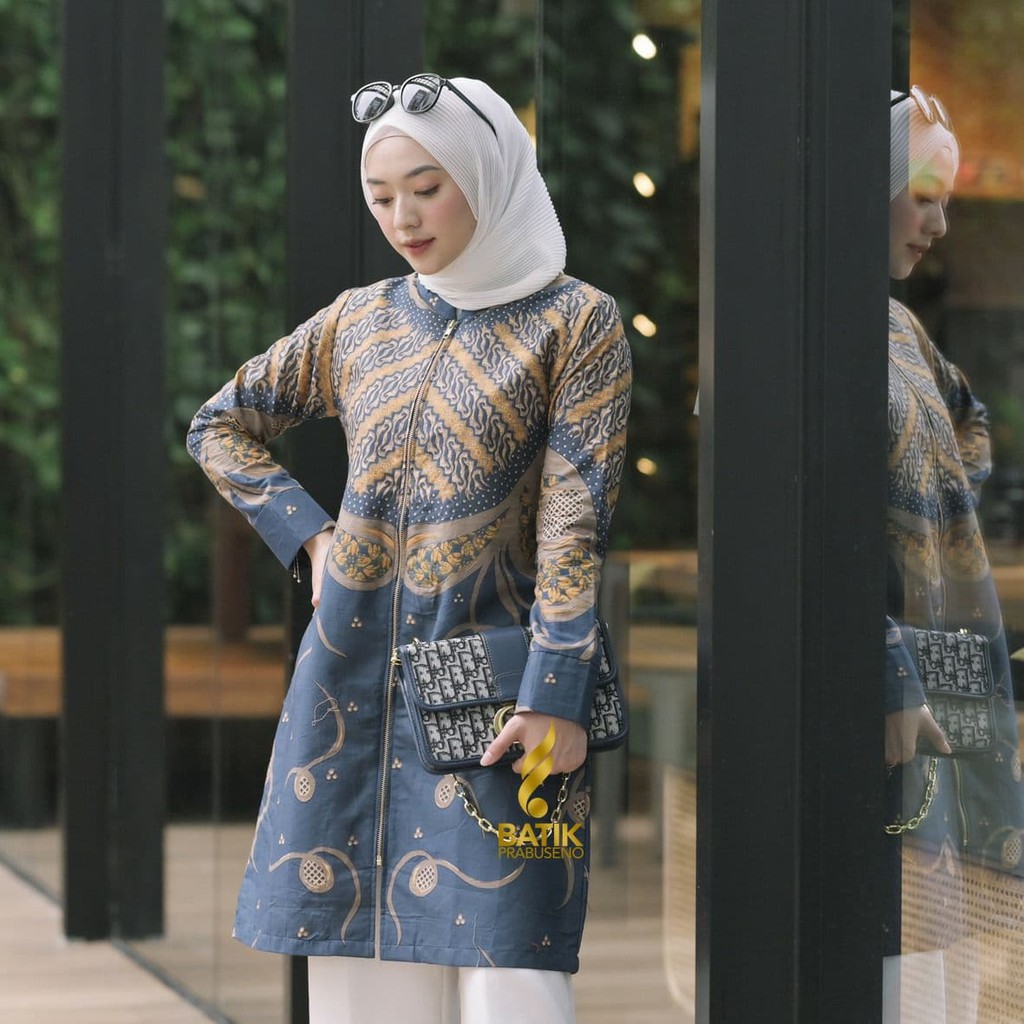 Tunik ULFA Áo Sơ Mi Mini Tay Dài Phong Cách Batik Thời Trang Công Sở Chất Liệu Cotton Mềm Mịn In Họa Tiết Một Lớp Dành Cho Người Lớn / Trẻ Em Mặc Trong Văn Phòng