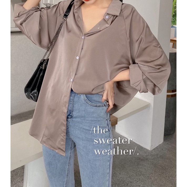 Sơ mi lụa chất dày form rộng chất lụa trượt loại đẹp ( Ảnh thật ) | BigBuy360 - bigbuy360.vn