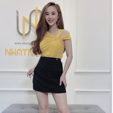 áo thun nữ cộc tay xoắn vai chất zip cotton nhiều màu