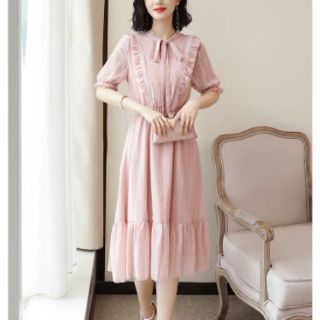 Đầm hồng ruốc voan