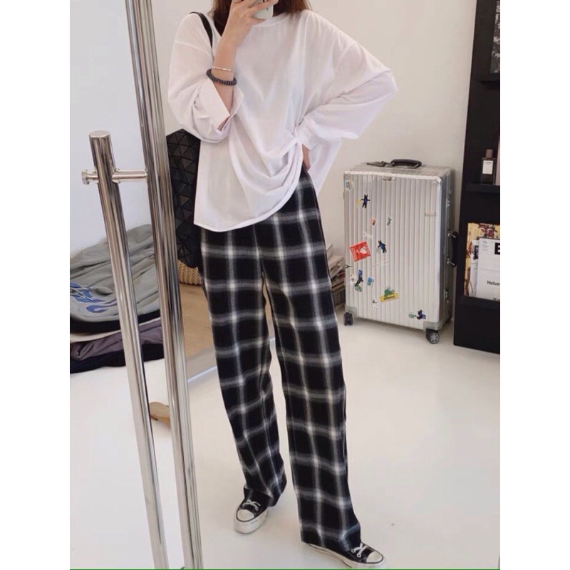 QUẦN SỌC CARO ỐNG RỘNG DÀNH CHO NỮ | BigBuy360 - bigbuy360.vn