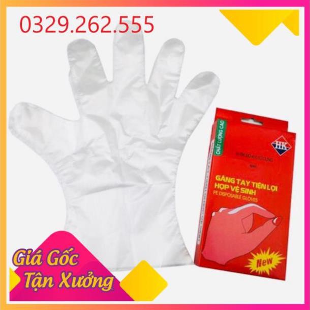 (Sale Khủng)  [100c/1hộp] 1 hộp găng tay nilong dùng 1 lần cực kì tiện lợi