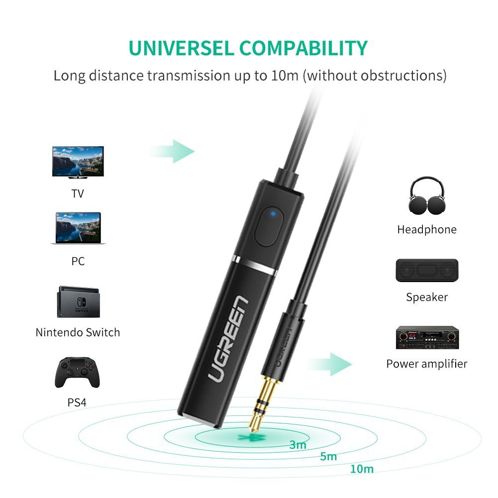 Bộ phát bluetooth 4.2 hỗ trợ APTX Ugreen 40761 chuẩn 3.5mm chính hãng