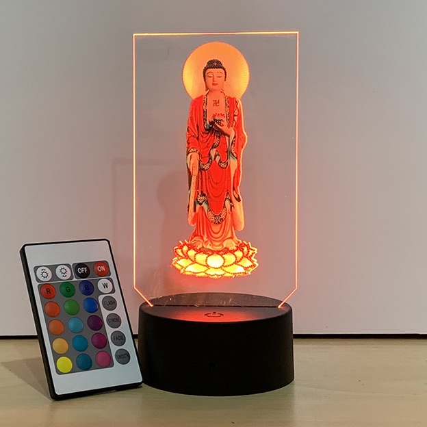 Đèn led 3d, Tranh đèn led, adida, tam thánh, quan âm, hình thờ phật giáo, quan thế âm bồ tát led thờ xe ô tô
