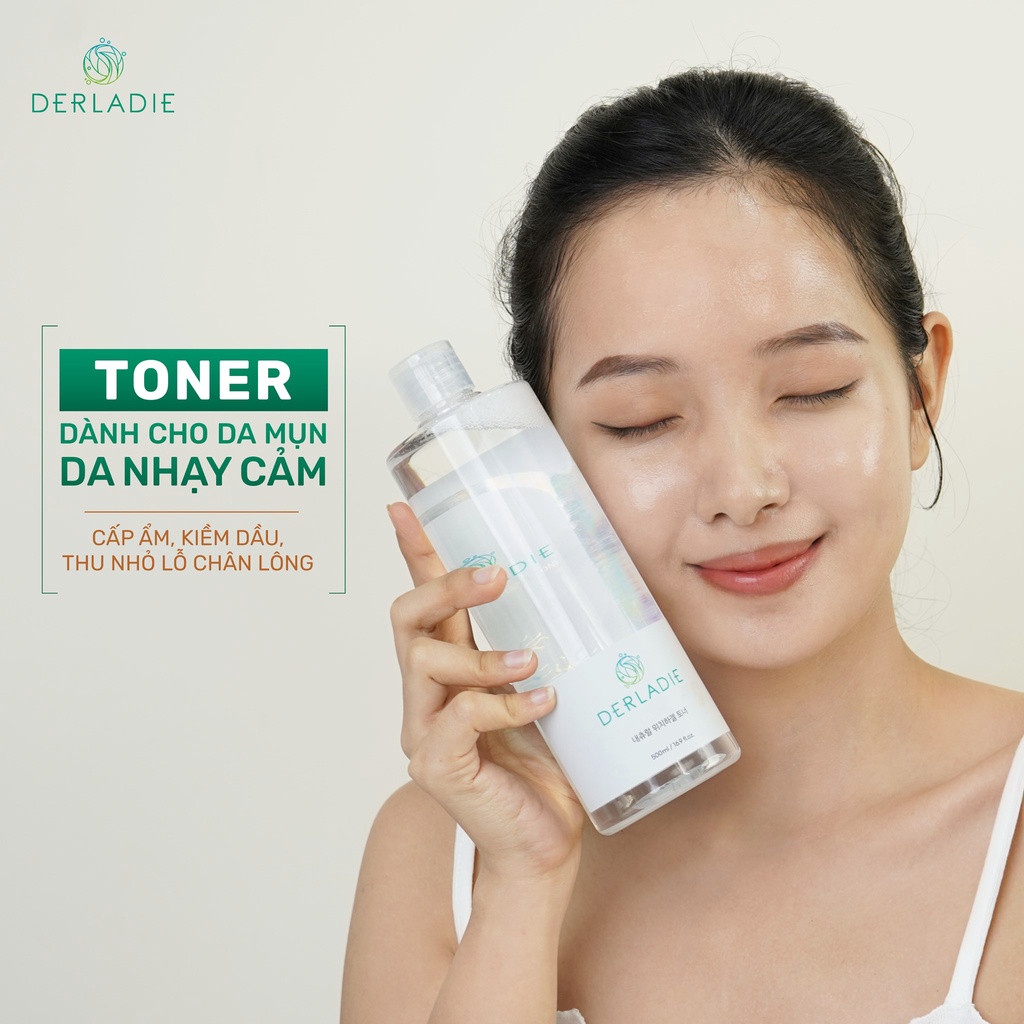 Toner Nước Hoa Hồng Derladie Chiết Suất Cây Phỉ Derladie Natural Witch Hazel Toner 500ml Nhập Khẩu Chính Hãng