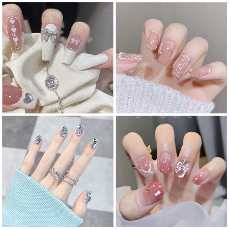 ( D510 - D520 )Set 24 móng giả đính đá cao cấp ( Tặng kèm keo và dũa )