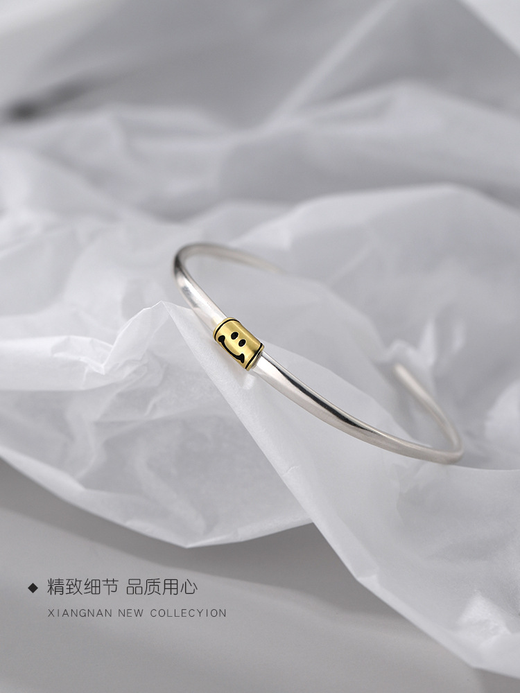 Vòng Tay Mạ Bạc 925 Hình Mặt Cười Phong Cách Thái Lan Đơn Giản Thời Trang Cho Nữ