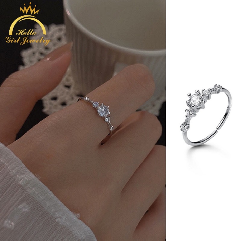 🌺Nhẫn Bạc 925 đính đá Cateria Ring Kiểu Dáng Đơn Giản Thời Trang Dành Cho Nữ