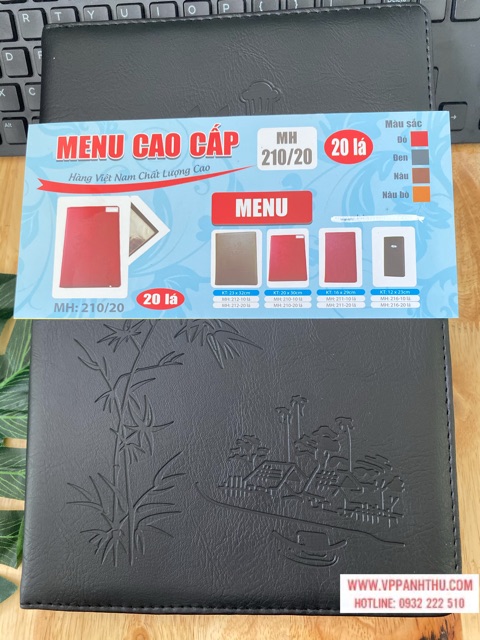 210 - CUỐN MENU - BÌA MENU DA 10-20 LÁ CAO CẤP( 20x30cm)