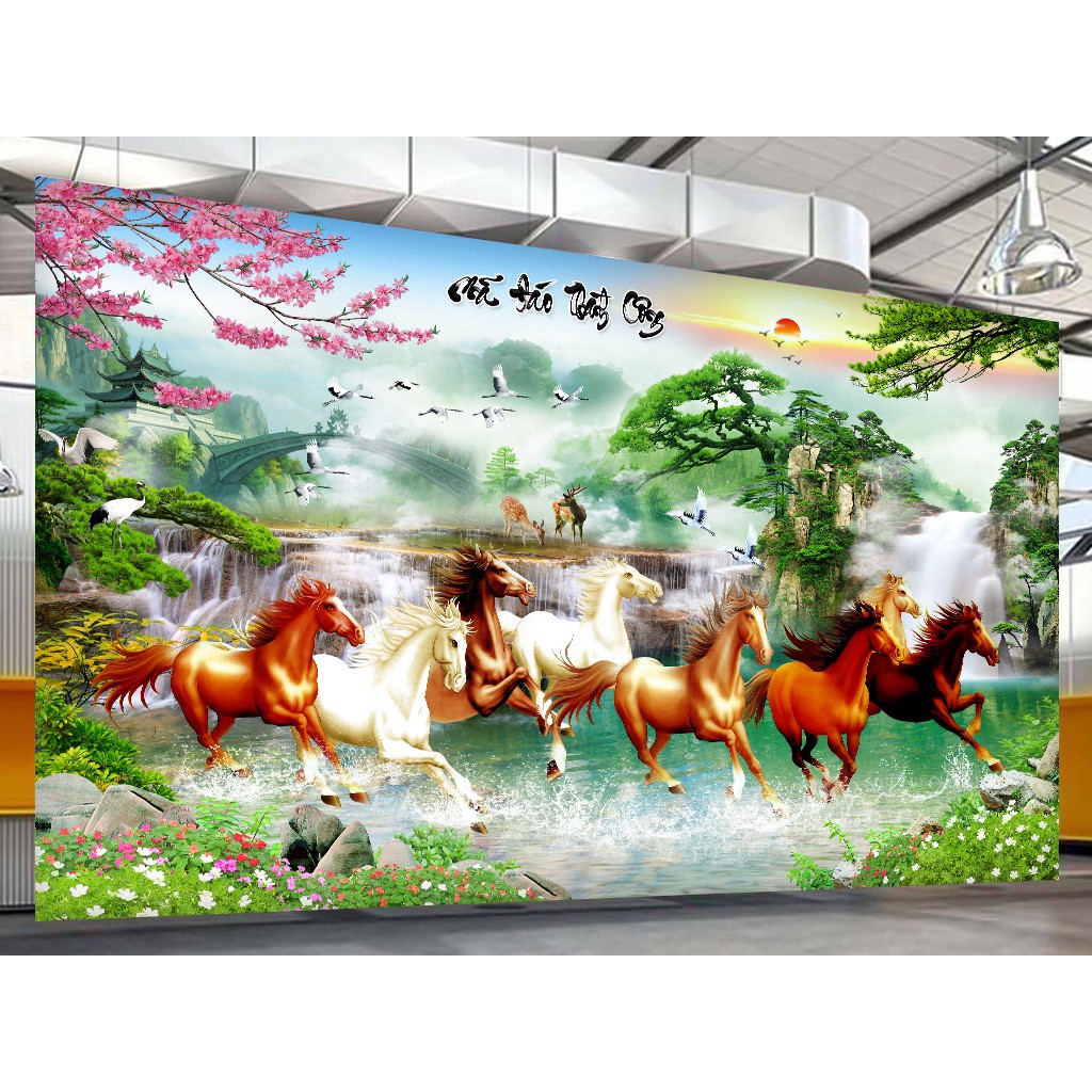 Decal dán tường Minh Trí phong thủy sơn thủy hưu tình UD0218