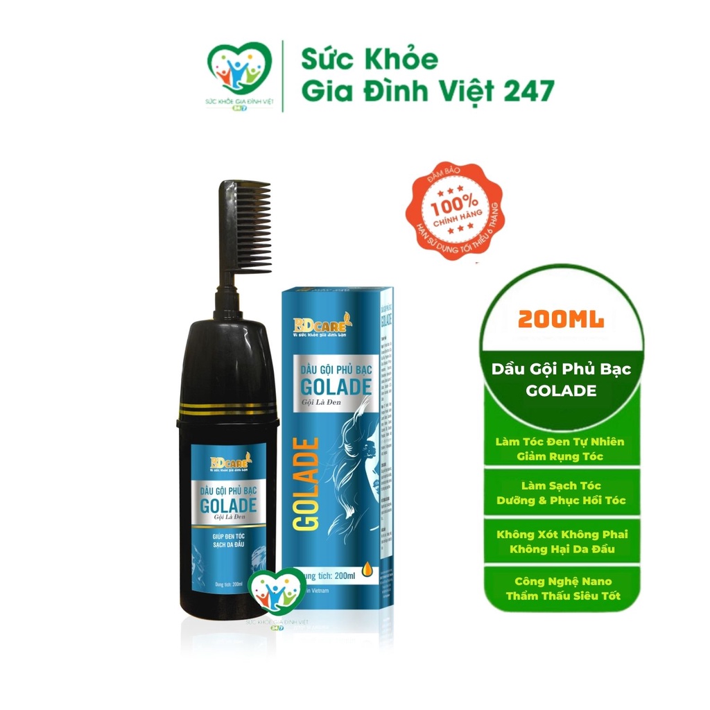 Dầu Gội Phủ Bạc Golade 200ml BDcare- Thảo Dược Đen Tóc Tự Nhiên Dưỡng Ẩm &amp; Phục Hồi Hư Tổn Cho Tóc suckhoegiadinhviet247