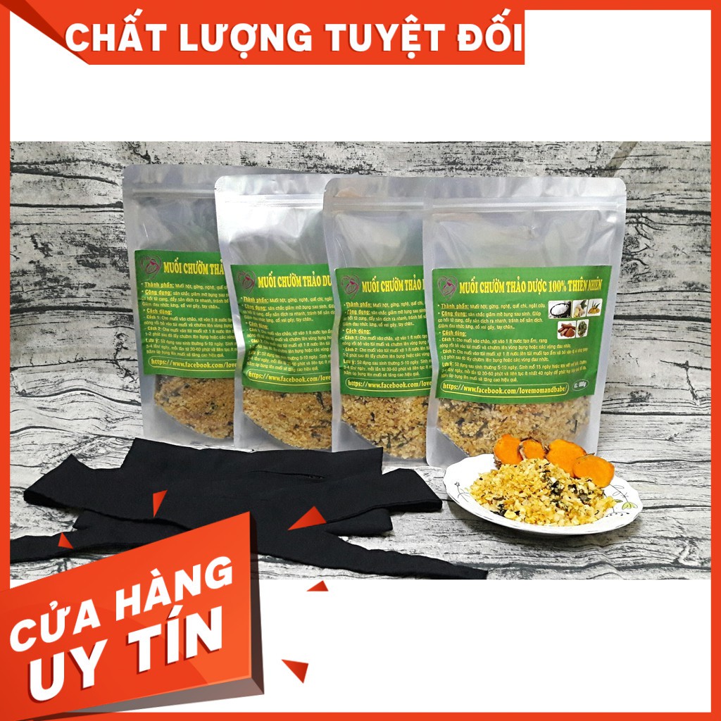 Combo 5 Gói Muối Chườm Thảo Dược Giảm Eo (Tặng Đai Quấn Muối)