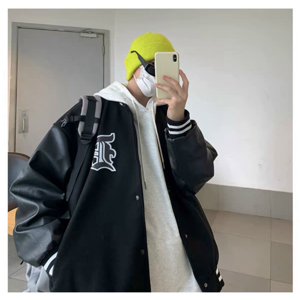 Áo Khoác Bomber Nam Nữ  Chất Liệu Nỉ Dạ Phối Tay Da Lót Dù Thời Trang Cao Cấp Sành Điệu Siêu Hot Trend