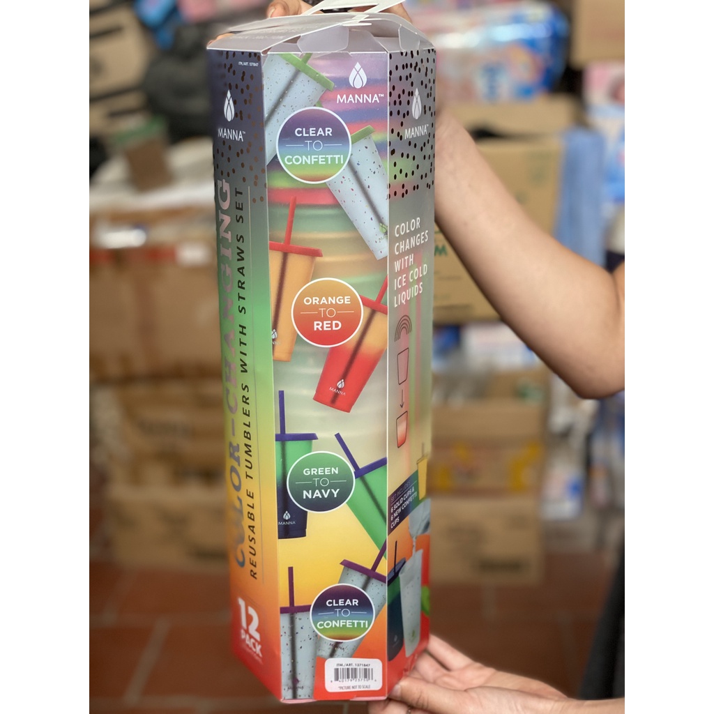 Ly đổi màu Manna  710ml có nắp và ống hút - Mỹ (tách lẻ)