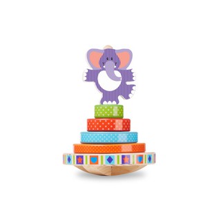 [Melissa & Doug] Wooden Elephant Rocking Stacker (education toys kids montessori educational Melody Sound learning dolls)