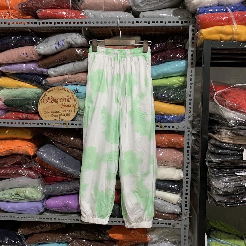 Quần Jogger 3D Ulzzang Unisex Jogger Loang Màu Bo Lai Xanh Lá - MM